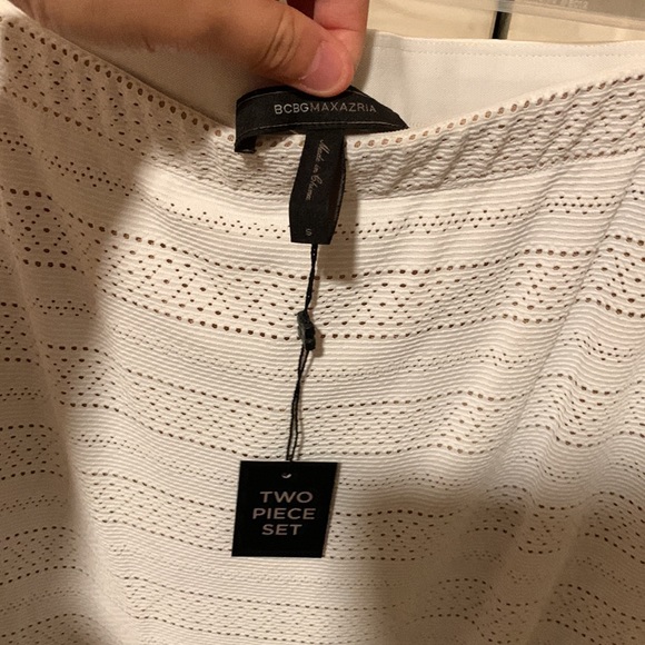 NWT BCBGMAXAZRIA White Bettie Eyelet Sweater Knit Skirt - Picture 5 of 8